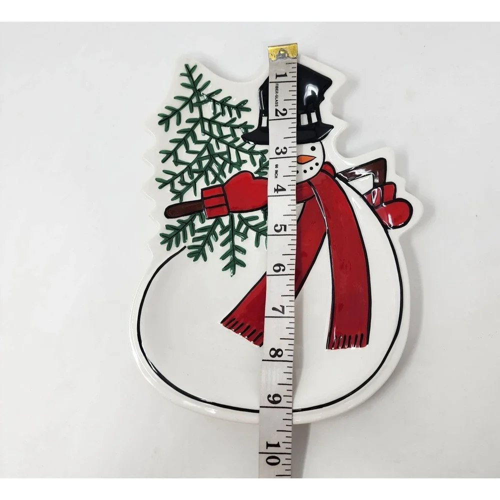 Fitz & Floyd Holiday Home Snowman Canape Plate Celebrate Christmas Winter Party‎